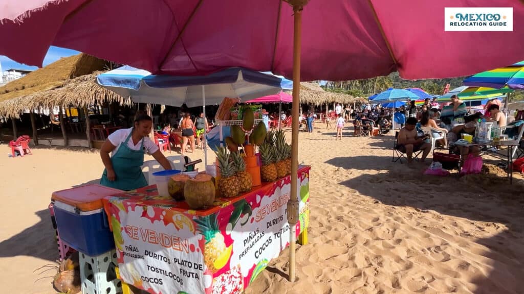 A beach vendor in Chacala serving up some refreshing treats
